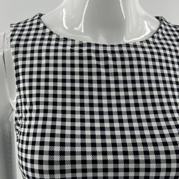 Lands End Tankini Swimsuit Top Womens 4 Black White Check High Neck NEW - Picture 3 of 8